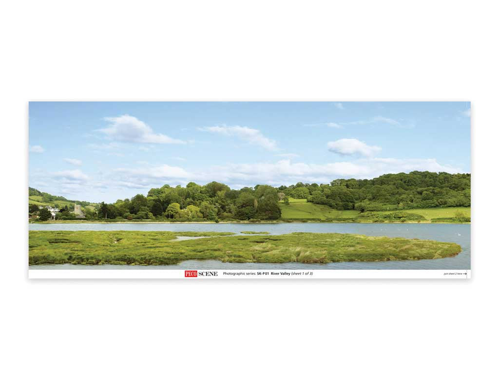 Peco SKP-01 Backscene Photographic Background 95 x 13" 240 x 33.3cm -- River Valley