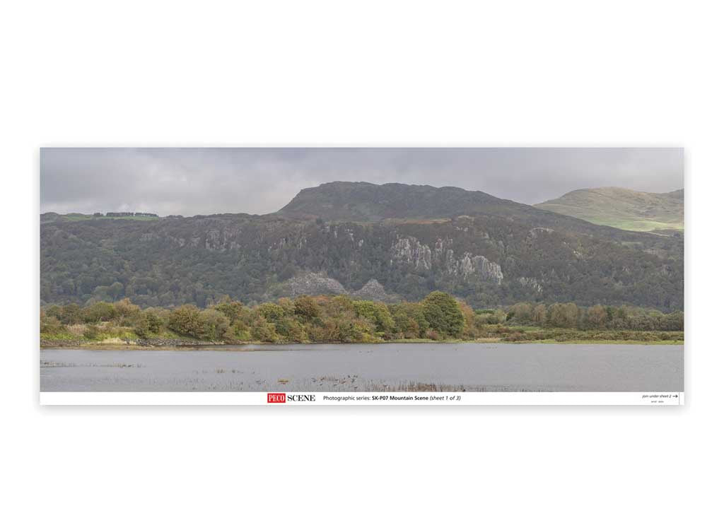 Peco SKP-07 Backscene Photographic Background 95 x 13" 240 x 33.3cm -- Mountain Scene