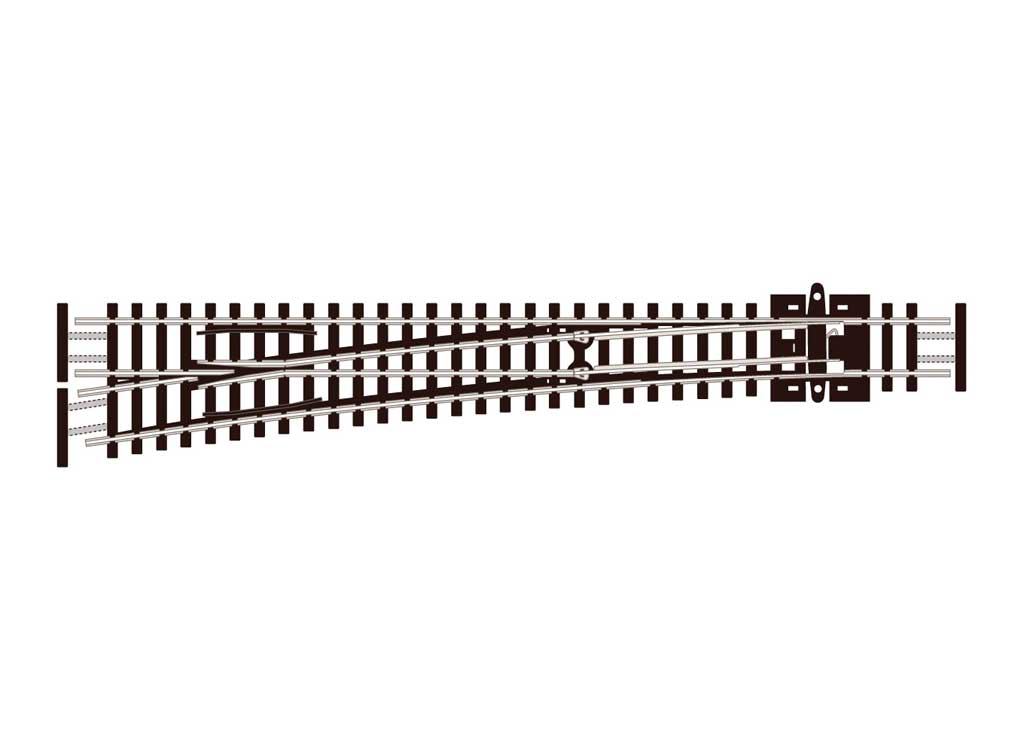 Peco Code 55 #8 Left-Hand Turnout, Long 36" Radius, Electrofrog - PPCSLE389F