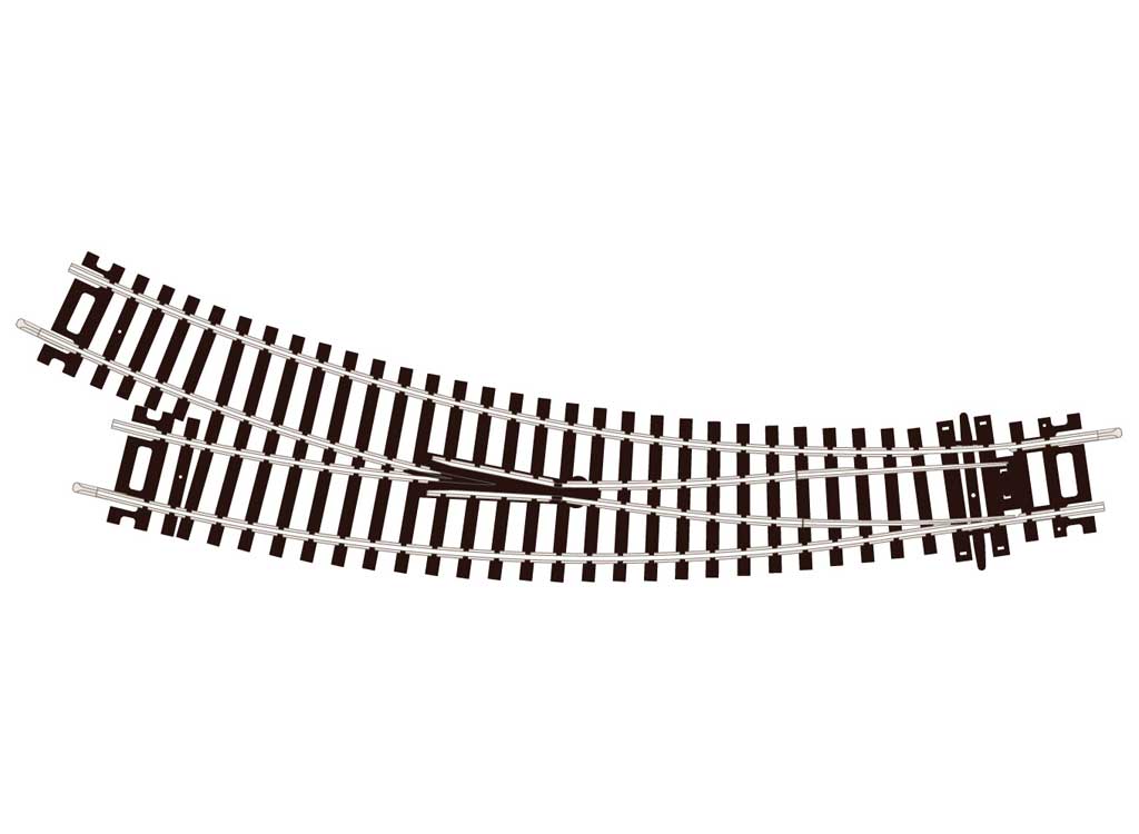 Peco HO ST-244 Code 100 Curved Double-Radius Turnout - Setrack -- Right Hand Insulfrog - PPCST244