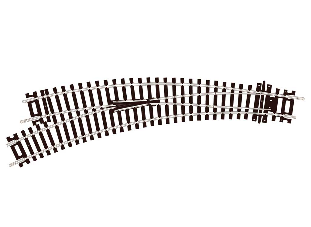 Peco Code 100 Curved Double-Radius Turnout - Setrack -- Left Hand Insulfrog - PPCST245