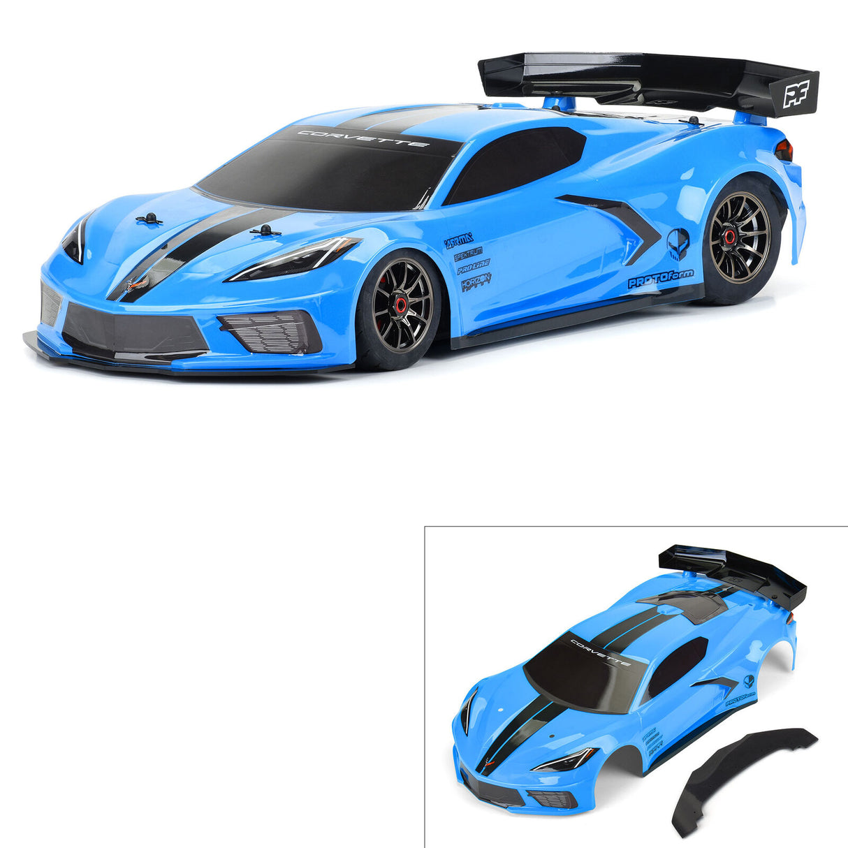 Pro-Line 1/7 Chevy Corvette C8 Painted Body (Blue): Felony - PRM157713