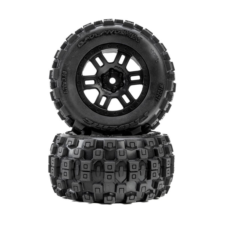 Pro Line Racing Badlands F/R Tires MTD 12mm Black Split Six (2) for ARRMA MINI KRATON