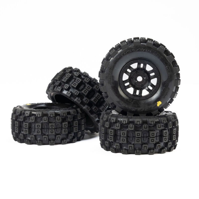 Pro-Line Racing Badlands MX F/R MTD 12mm Black Split Six (4) for ARRMA MOJAVE GROM