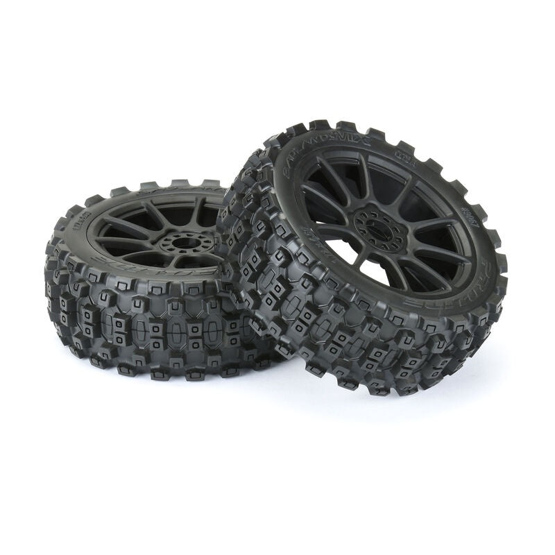 Pro Line Racing Wheels Pro-Line Racing Badlands MX M2 1/8 MTD Mach 10 Black Wheels F/R ...