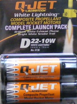 Quest Rockets - D22-10W White Lightning Rocket Motors 2/pk