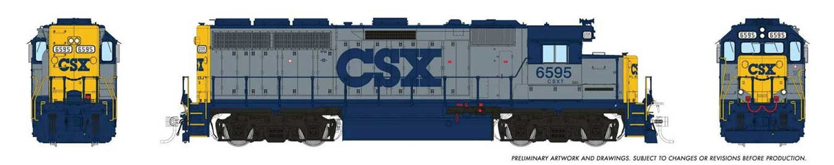 Rapido Trains HO EMD GP40 (DC/Silent): CSX - YN1 Scheme: #6595