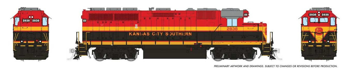 Rapido Trains HO EMD GP40 (DC/Silent): Kansas City Southern (KCS) - Southern Belle: #2838