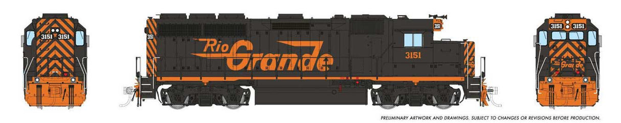 Rapido Trains HO EMD GP40 (DC/DCC/Sound): Rio Grande (D&RGW) - Large Logo: #3151