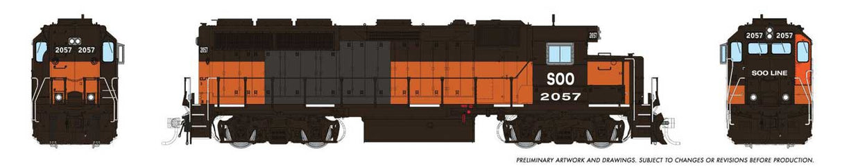 Rapido Trains HO EMD GP40 (DC/DCC/Sound): Soo Line (SOO): #2057