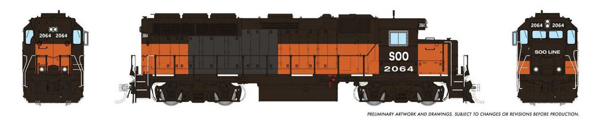 Rapido Trains HO EMD GP40 (DC/DCC/Sound): Soo Line (SOO): #2064