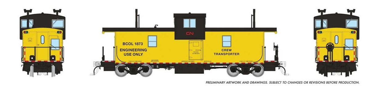 Rapido Trains HO Squamish Caboose: Canadian National (CN) (BCOL) - Crew Transport/MOW: #1873