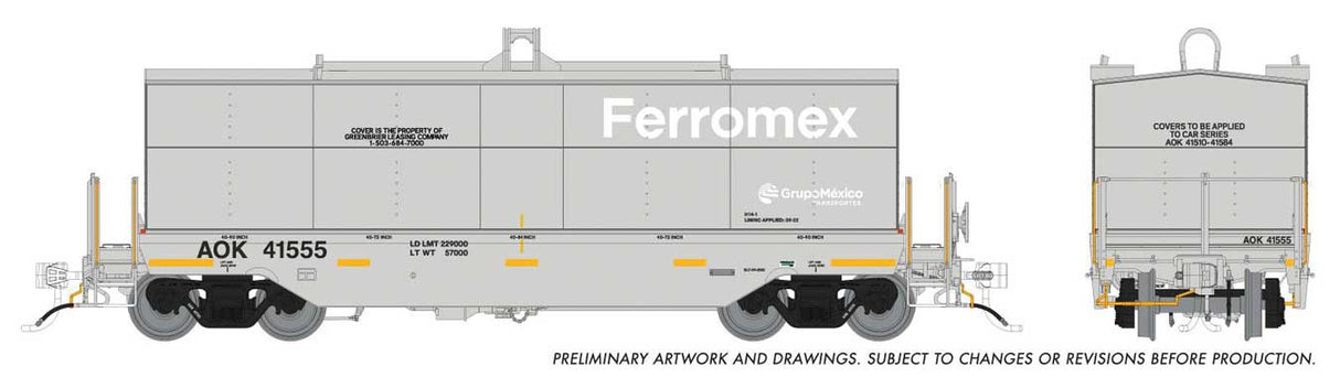 Rapido Trains HO Greenbrier Coil Car: Ferromex (AOK) - Gray: 6-Pack #1