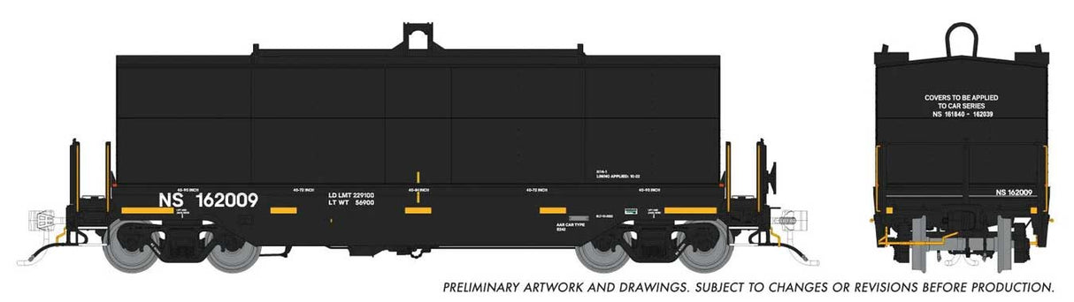 Rapido Trains HO Greenbrier Coil Car: Norfolk Southern - Black w/ No Logo: Single Car (Random Road # from set #1)