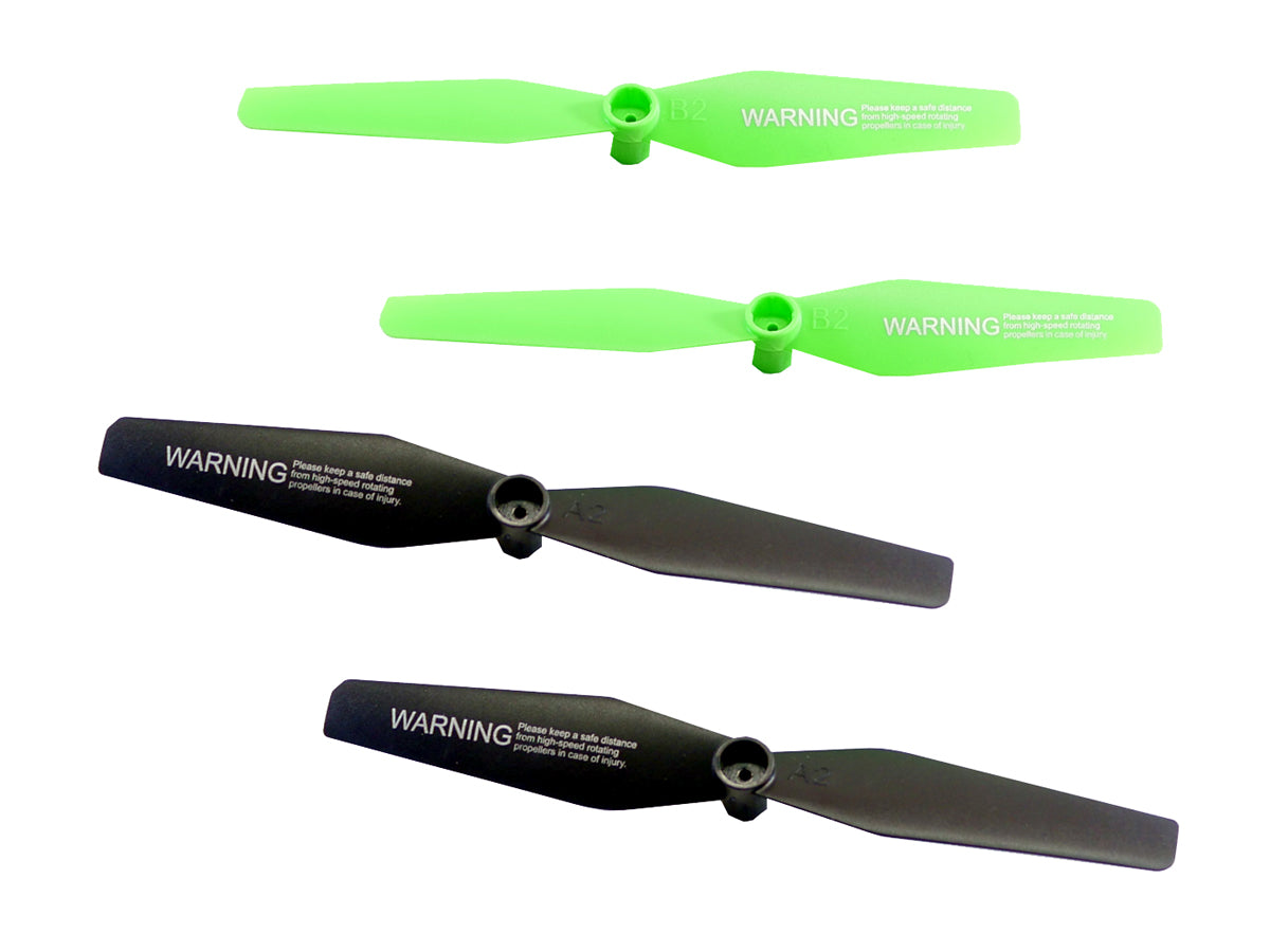 Rage RC Propeller Set (4) Green/Black (2 of each color); Stinger 2.0 - RGR4406G