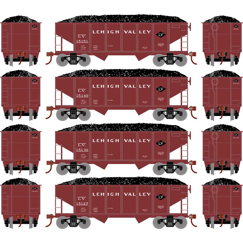 Roundhouse HO 34' Ribbed Hopper, LV #1 (4) - RND1032
