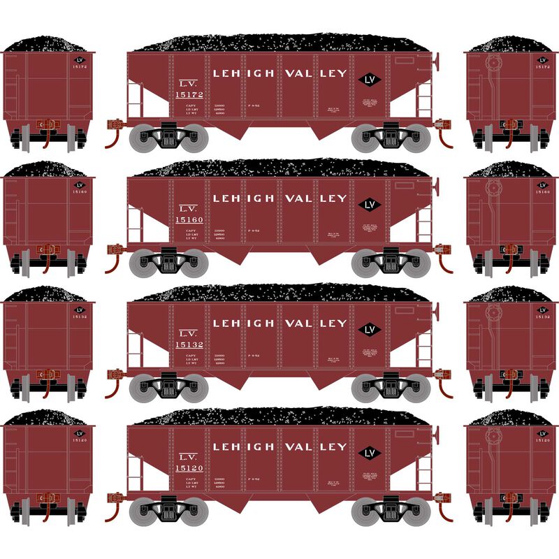 Roundhouse HO 34' Ribbed Hopper, LV #2 (4) - RND1033