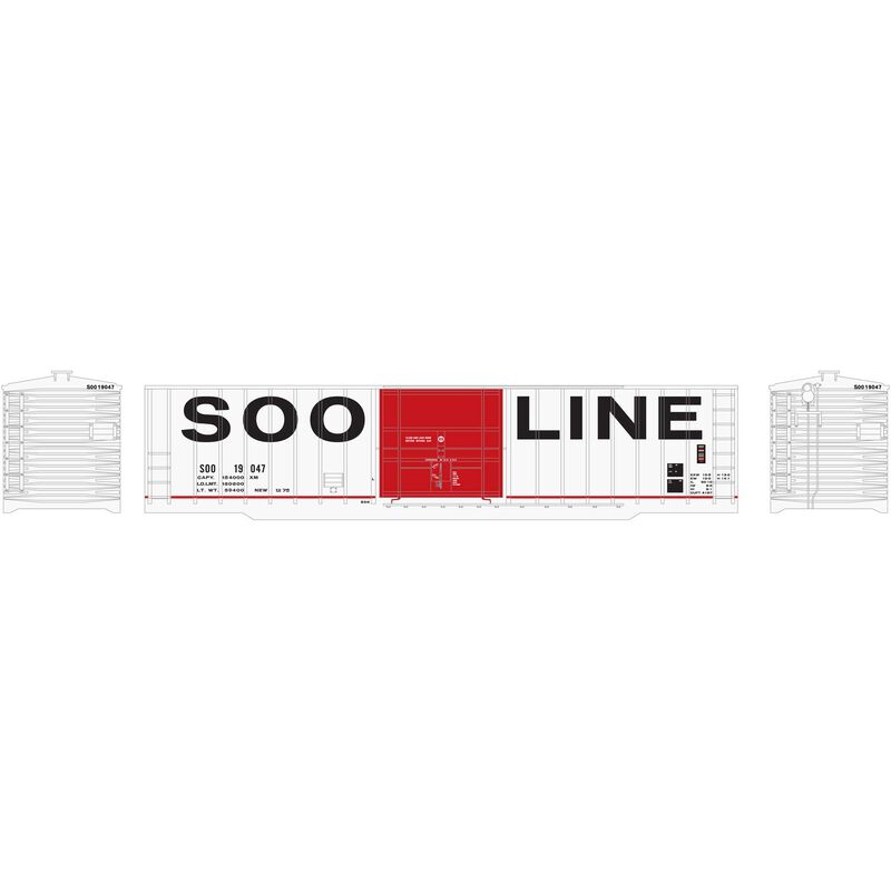 Roundhouse HO 50' OB Plug Door Box, SOO #19047 - RND40147
