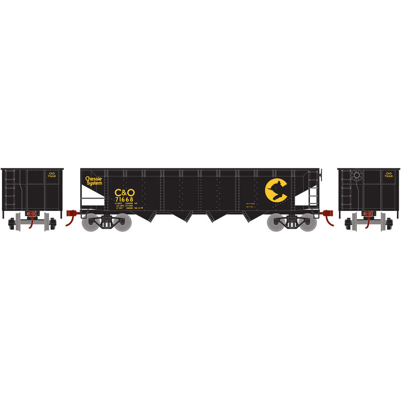 Roundhouse HO 40' 4-Bay Offset Hopper w/Coal Load, C&O #71668 - RND88011