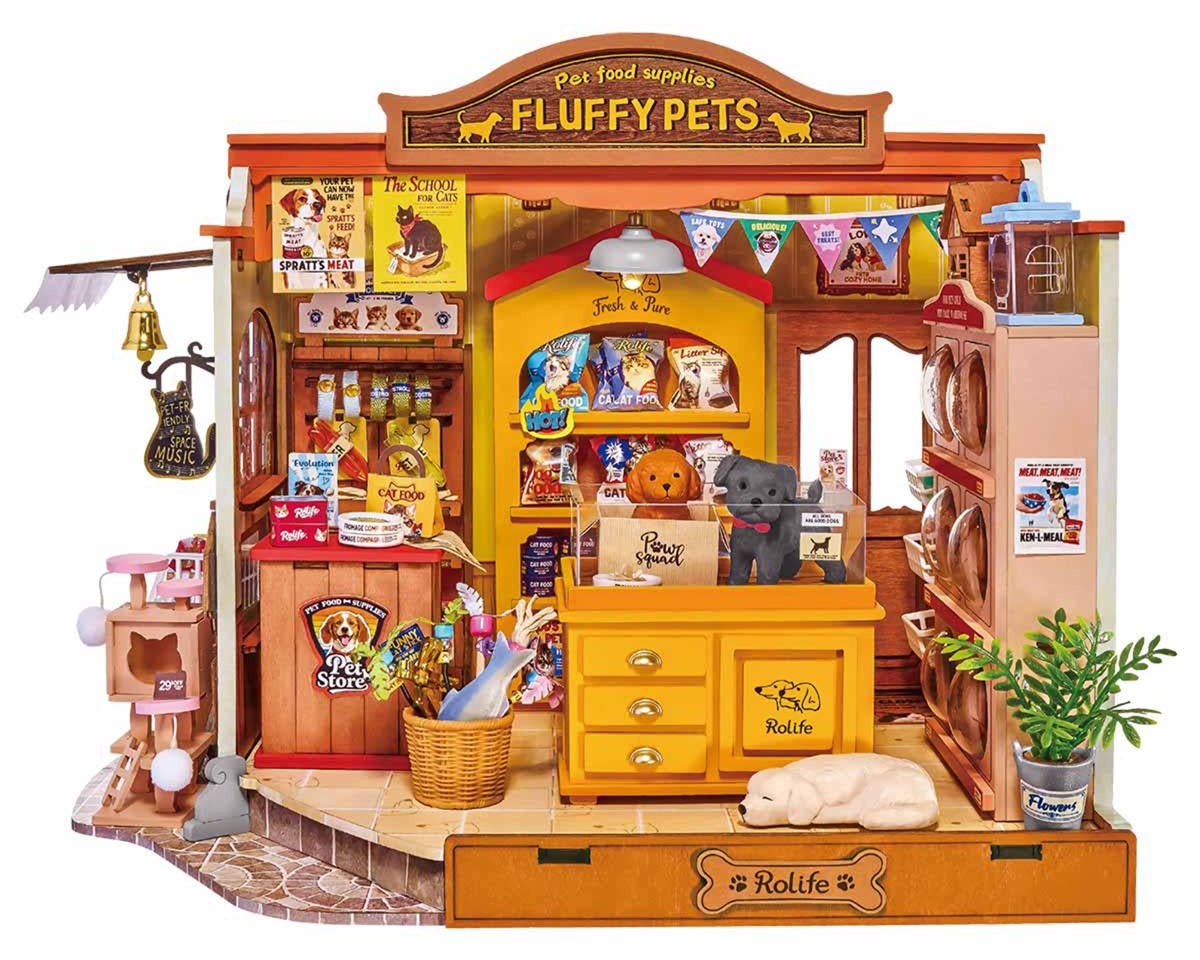 Robotime Rolife Fluffy Friends Store DIY Miniature 3D Wooden Model Kit