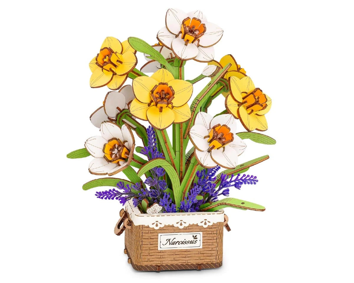 Robotime Wooden Bloom Craft Narcissus DIY Flower Bouquet 3D Wooden Model Kit
