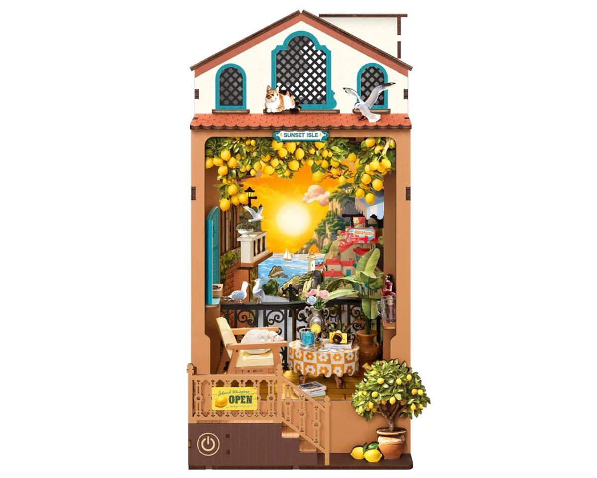 Robotime Rolife Book Nook & Wonderland Sunset Isle DIY Miniature 3D Wooden Model Kit