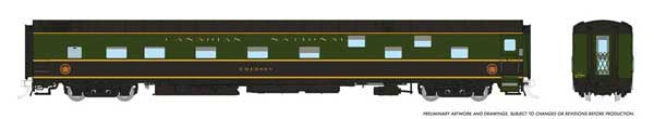 Rapido Trains HO Duplex Sleeper - Ready to Run - Super Continental Line(TM) -- Canadian National #1115 "Edmundston" (green, black, yellow)