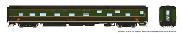 Rapido Trains HO Duplex Sleeper - Ready to Run - Super Continental Line(TM) -- Canadian National #1147 "Erwood" (green, black, yellow)