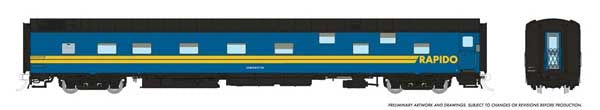 Rapido Trains HO Duplex Sleeper - Ready to Run - Super Continental Line(TM) -- Rapido Anniversary #1115 "Edmundston" (blue, yellow, black)