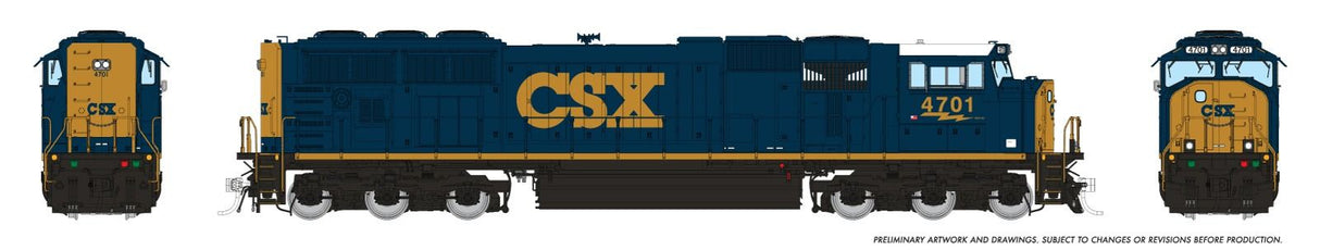 Rapido HO EMD SD70AC w/Flared Radiators - Standard DC -- CSX #4701 (YN3, blue, yellow)