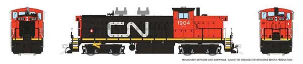 Rapido Trains HO GMD-1 4-Axle Version - ESU LokSound 5 Sound and DCC -- Canadian National #1907 (black, red,red cab & short hood, Noodle Logo)