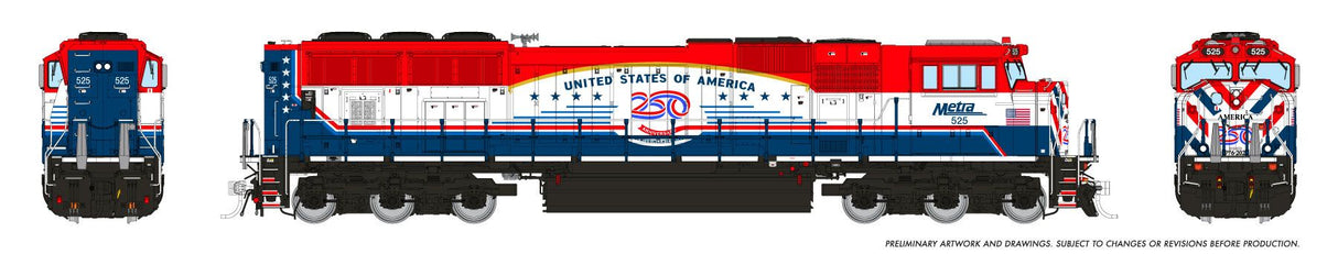Rapido N EMD SD70MACH - Sound and DCC --Metra - "America 250" Scheme: #525