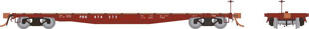 Rapido Trains HO F30A 50' Flat Car: PRR 1960s Era - Single Car - RPI138003A