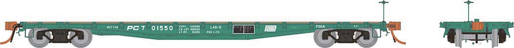Rapido Trains HO F30A 50' Flat Car: Penn Central - Single Car - RPI138004A