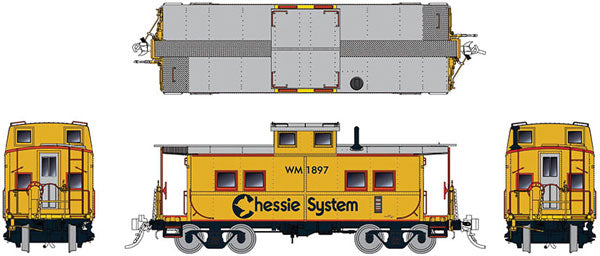 Rapido Trains HO NE-style Steel Caboose: Chessie System: #1869