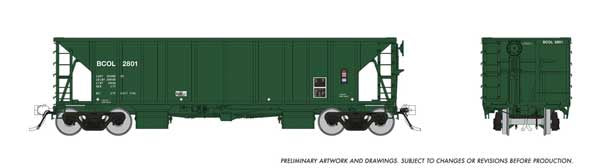 Rapido Trains HO NSC Ballast Hopper - Ready to Run -- British Columbia Railway Random from Set #2 (Late, green)