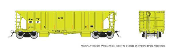 Rapido Trains HO NSC Ballast Hopper 6-Pack - Ready to Run -- Amtrak Set #1 (Late Scheme, Hi-Vis Yellow)
