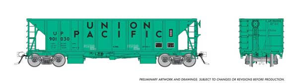 Rapido Trains HO NSC Ballast Hopper - Ready to Run -- Union Pacific Random from Set #2 (Early, MOW green, black roadname)