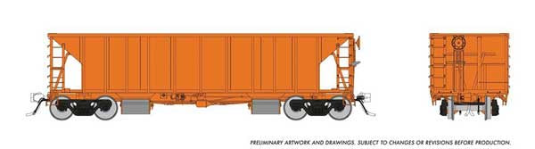 Rapido Trains HO NSC Ballast Hopper - Ready to Run -- Painted, Unlettered (orange)