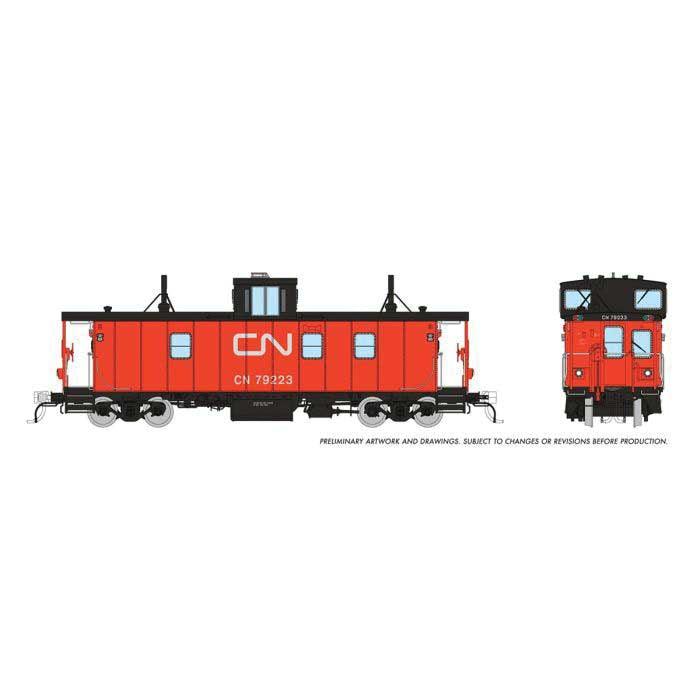 Rapido Trains HO Hawker-Siddeley Caboose - Ready to Run -- Canadian National #79223 (Late, red, black, black steps)