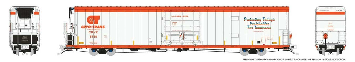 Rapido HO Greenbrier 72' IL 7780 Mechanical Reefer 6-Pack - Ready to Run -- Cryo-Trans CRYX Set #2 (white, orange)