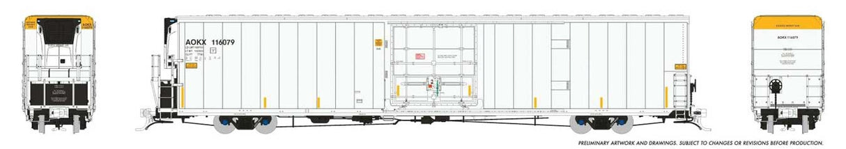 Rapido HO Greenbrier 72' IL 7780 Mechanical Reefer 6-Pack - Ready to Run -- Greenbrier Leasing AOKX Set #1 (white, yellow)