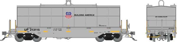 Rapido Trains HO Greenbrier Transverse Coil Car 6-Pack - Ready to Run -- Union Pacific Set #2 (gray, Building America Logo)