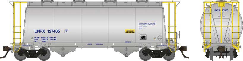 Rapido Trains HO Procor 3,000 Cubic Foot Aluminum Covered Hopper - Ready to Run -- UNPX Random from Set #4 (aluminum, yellow, No Logo)