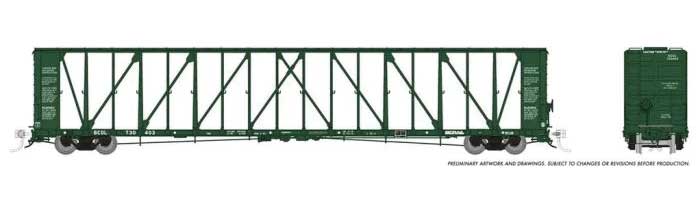 Rapido Trains HO NSC 73' Centerbeam Flatcar - Ready to Run -- BC Rail (green)