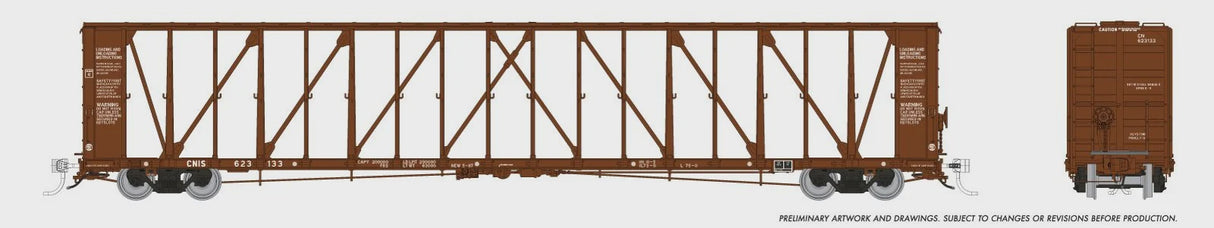 Rapido HO NSC 73' Centerbeam Flatcar - Ready to Run -- Canadian National CNIS (1987 Scheme, Boxcar Red) (Random Road #)