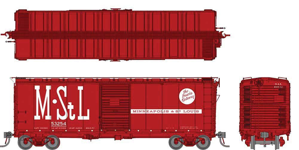 Rapido Trains HO 1937 AAR 40' Boxcar w/Round Corner - Ready to Run -- Minneapolis & St Louis (red, white, Peoria Gateway Logo) (Random Road #)