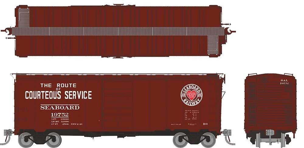 Rapido Trains HO 1937 AAR 40' Boxcar w/Round Corner - Ready to Run -- Seaboard Air Line (Boxcar Red, red, white, Heart Logo) (Random Road #)