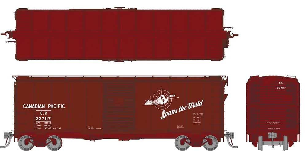 Rapido Trains HO 1937 AAR 40' Boxcar CP Version - Ready to Run -- Canadian Pacific (Boxcar Red, Spans the World Logo) (Random Road #)