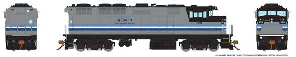 Rapido Trains GMD F59PH - Standard DC -- AMT Montreal 532 (silver, blue, white, black) - RPI19024